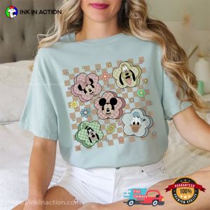 Vintage Floral Disney Mickey and Friends Checkered Comfort Colors T shirt 3