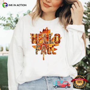 Vintage Hello Fall Maple leaves Unisex T shirt 3