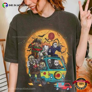 Vintage Horror Movie Characters Spooky Night Comfort Colors T-shirt