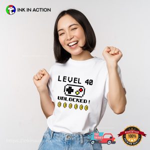 Vintage Level 40 Unlocked Video Game T-shirt