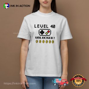 Vintage Level 40 Unlocked Video Game T shirt 3