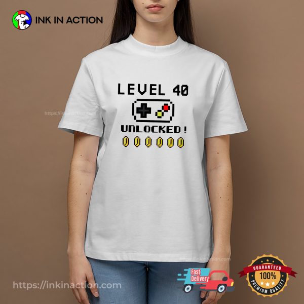 Vintage Level 40 Unlocked Video Game T-shirt