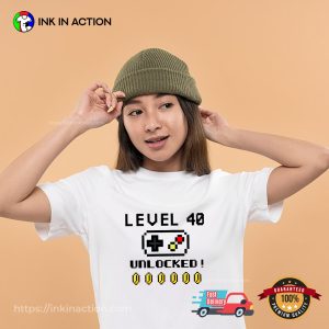 Vintage Level 40 Unlocked Video Game T shirt