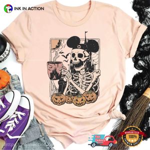 Vintage Mickey pumpkin skeleton Disney Halloween Comfort Colors T shirt 1