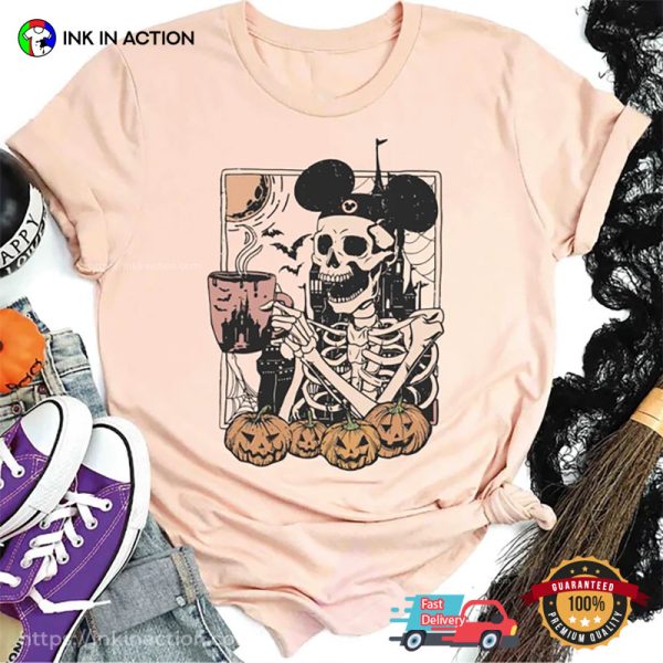 Vintage Mickey Pumpkin Skeleton Disney Halloween Comfort Colors T-shirt