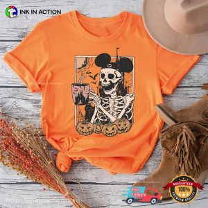 Vintage Mickey pumpkin skeleton Disney Halloween Comfort Colors T shirt 2