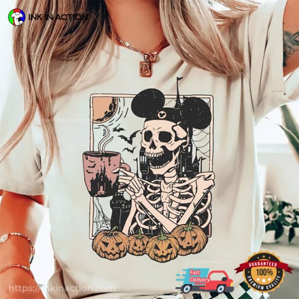 Vintage Mickey Pumpkin Skeleton Disney Halloween Comfort Colors T-shirt