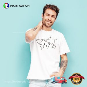 World Map Line Travel Mode T shirt 1