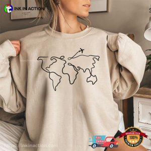 World Map Line Travel Mode T shirt 3