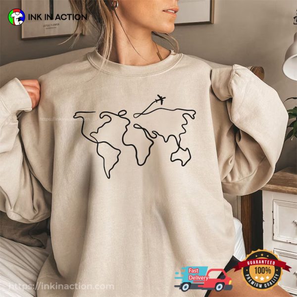 World Map Line Travel Mode T-shirt