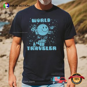 World Traveler Vintage Smiley Face Traveler Graphic Tee 2