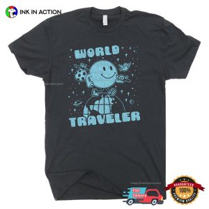 World Traveler Vintage Smiley Face Traveler Graphic Tee 3