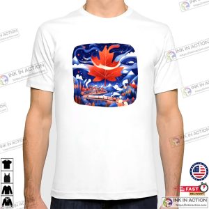 canada thanksgiving Maple Leaf Aurora Night Sky Art Tee 2