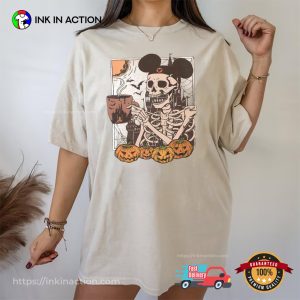 disney halloween Mickey Skeleton Coffee Comfort Colors T-shirt 1