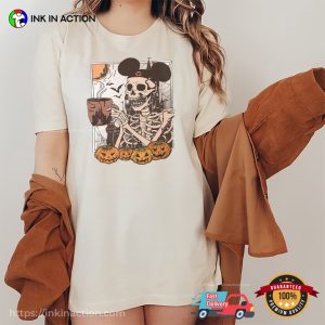 disney halloween Mickey Skeleton Coffee Comfort Colors T shirt 2