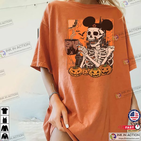 Disney Halloween Mickey Skeleton Coffee Comfort Colors T-shirt