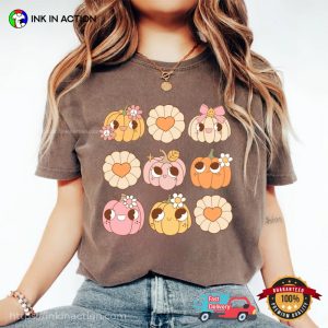 Adorable Pumpkins And Flowers Comfort Colors T shirt 3