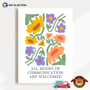 All Modes Of Communication Are Welcomed Floral SLP Therapy Poster