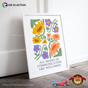 All Modes of Communication Are Welcomed Floral slp therapy Poster 2