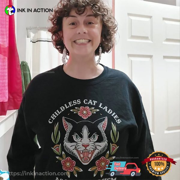 Childless Cat Lady Against Fascism Feminist Kamala Harris Shirt