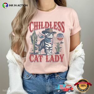 Childless Cat Lady For Kamala 2024 Western Cowboy Cat Comfort Colors T shirt 3