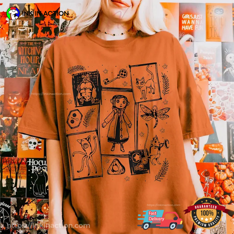 Coraline Horror Cartoon Comfort Colors Tee Coraline Horror Cartoon Comfort Colors Tee