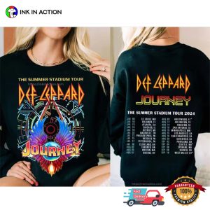 Def Leppard Journey Summer Tour 2024 Schedules 2 Sided T-shirt