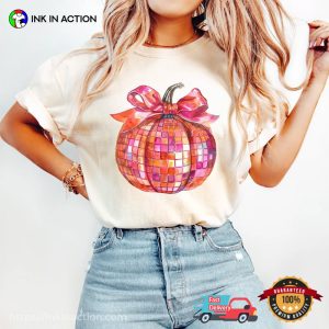 Disco Pumpkin Light Ball Comfort Colors T shirt 4