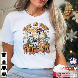 Dog Family Bluey Trick or Treat Cartoon T shirt