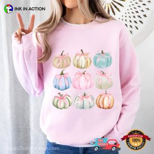 Fall Cute Bows Pumpkins T shirt 1