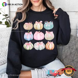 Fall Cute Bows Pumpkins T shirt 3