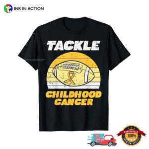 Football Tackle Childhood Cancer Retro Awareness T shirt 1