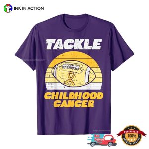 Football Tackle Childhood Cancer Retro Awareness T shirt 2