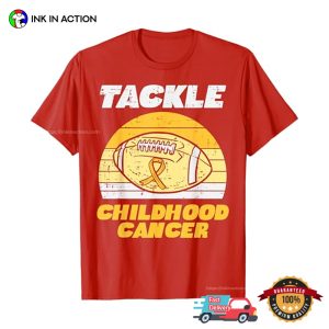 Football Tackle Childhood Cancer Retro Awareness T shirt 3