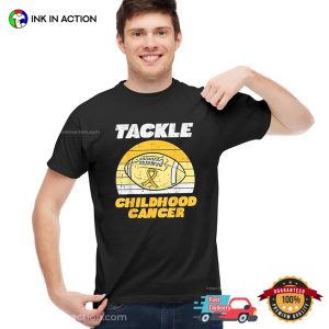 Football Tackle Childhood Cancer Retro Awareness T shirt