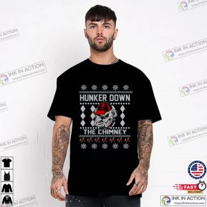 Georgia Bulldogs Hunker Down The Chimney Ugly Christmas T-Shirt