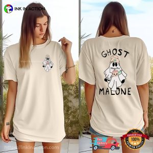 Ghost Malone Funny Post Malone Halloween 2 Sided T shirt