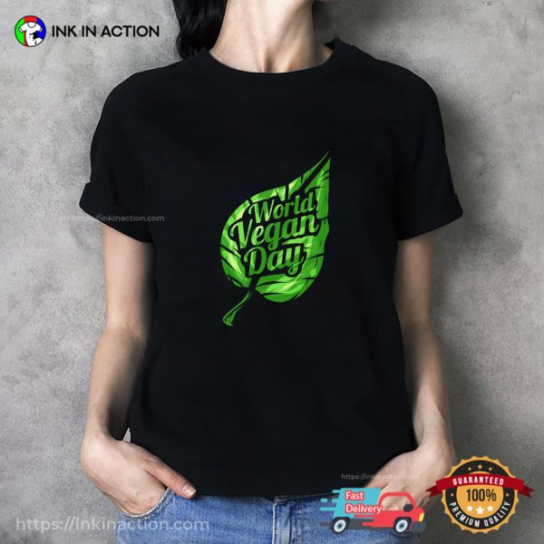 Green Leave Logo For World Vegan Day T-shirt