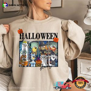 Halloween Bluey Spooky Cartoon Graphic T-shirt