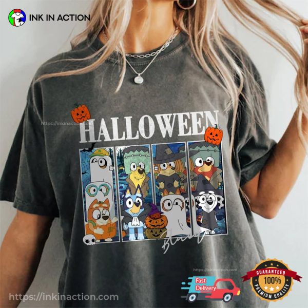 Halloween Bluey Spooky Cartoon Graphic T-shirt