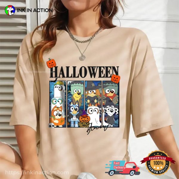 Halloween Bluey Spooky Cartoon Graphic T-shirt