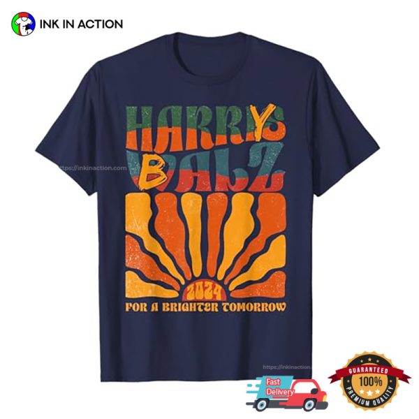 Harry Balz Funny Harris Walz 2024 For A Brighter Tomorrow Retro Style T-shirt