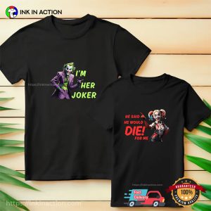 Her Joker & His Harley Couple Matching T shirt 3