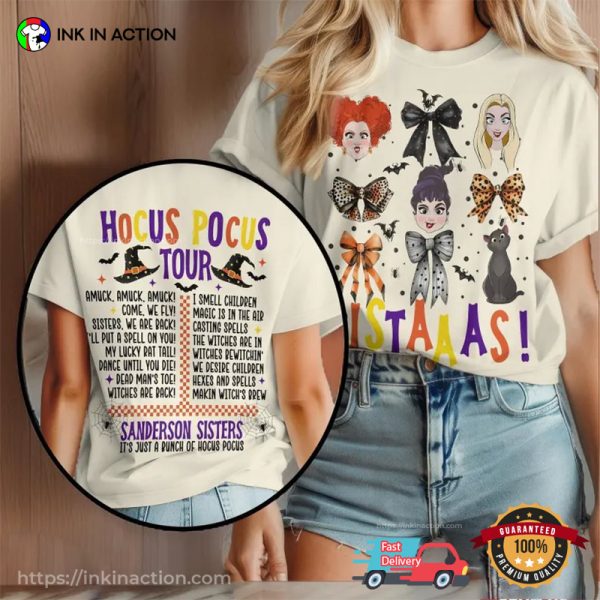 Hocus Pocus Tour Sanderson Sisters 2 Sided T-shirt