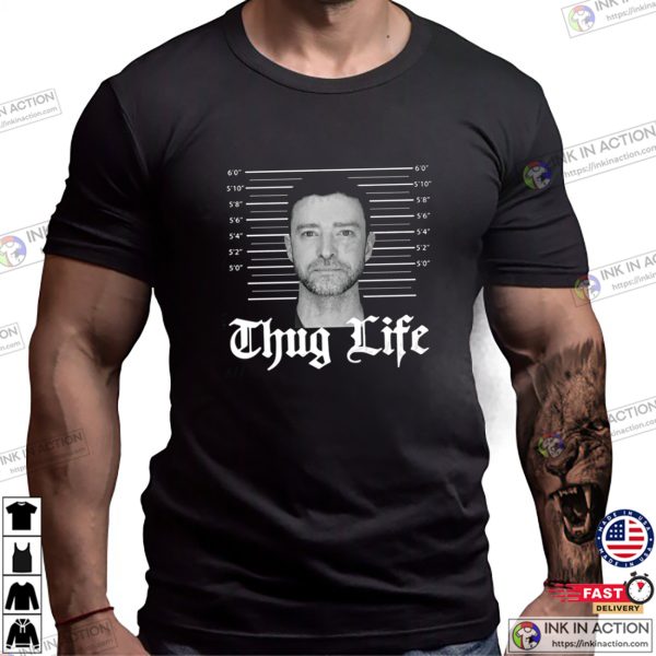 Justin Timberlake Mugshot Thug Life Retro T-shirt