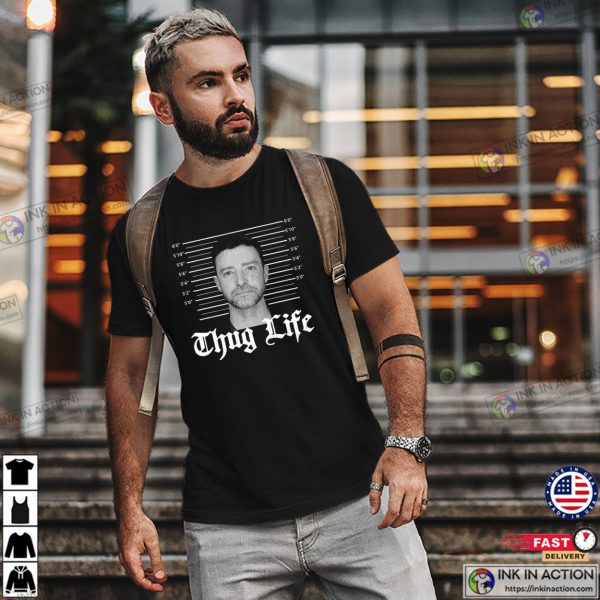 Justin Timberlake Mugshot Thug Life Retro T-shirt