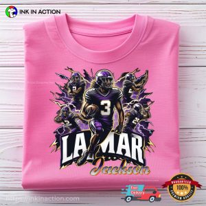 Lamar Jackson 3 Thunder Ravens Graphic T shirt 1