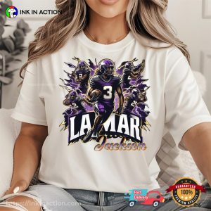 Lamar Jackson 3 Thunder Ravens Graphic T shirt 2