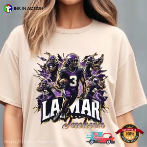 Lamar Jackson 3 Thunder Ravens Graphic T shirt 3