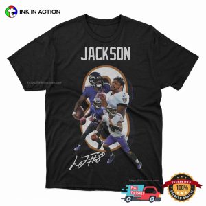 Lamar Jackson No. 8 Baltimore Football Signature T shirt 3